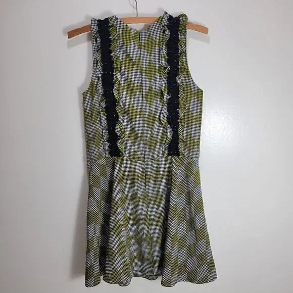 Chartreuse Harlequin Houndstooth Dress - Picture 9 of 15